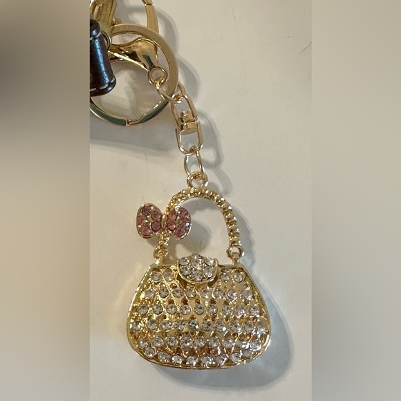 Vintage Capezio Tan Brown Trim Faux Leather Top Handbag Crossbody W Bag Charm - Picture 9 of 16